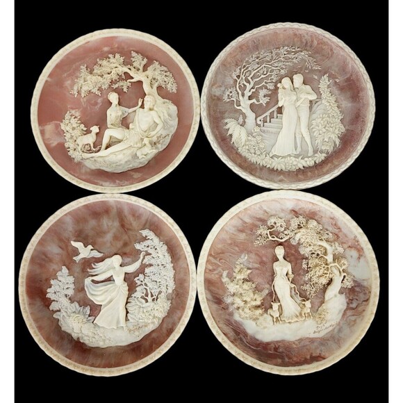 Vintage 1979 Pink Solid Incolay Stone "To A Skylark" 3D Decorative Plate - Picture 5 of 7